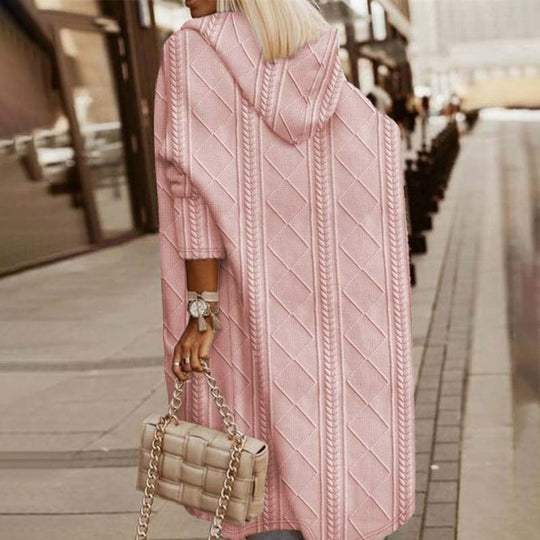 EB | Langer Strickcardigan mit Kapuze Acryl Bequem, Stilvoll