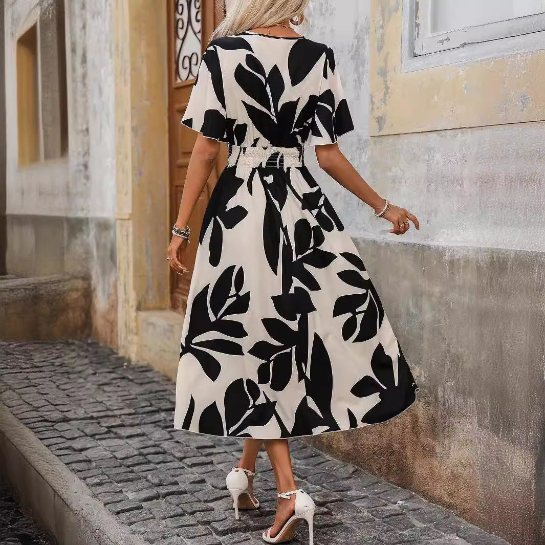 Damen Maxikleid mit Wickeloptik und elastischem Bund EB