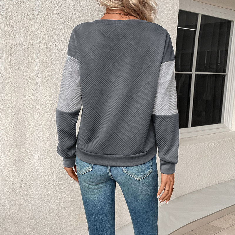 Damen Lässiger Sweatshirt mit modernen geometrischen Mustern EB