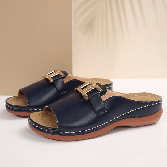 Damen Elegante Mules mit modischem Goldakzent und komfortablem Fußbett EB