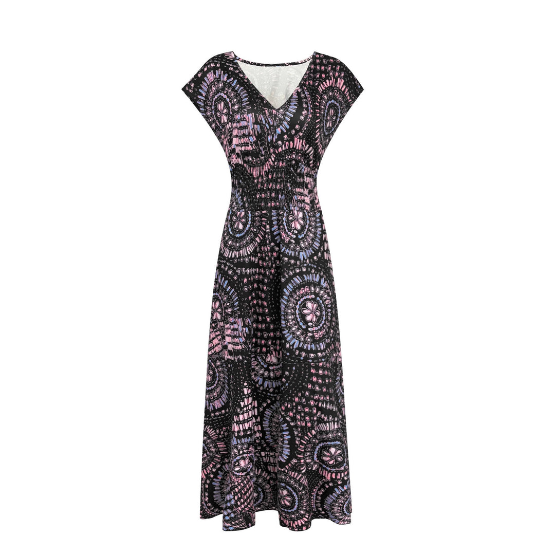 Damen Maxi-Kleid mit floralem Design und schmeichelndem V-Ausschnitt EB