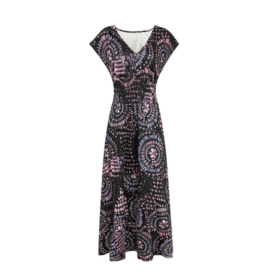 Damen Maxi-Kleid mit floralem Design und schmeichelndem V-Ausschnitt EB