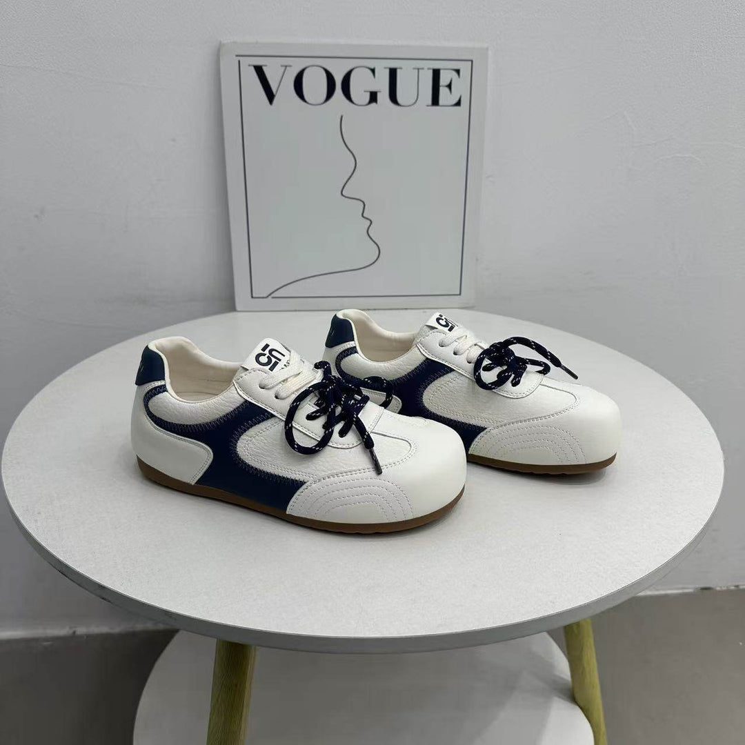 Damen Sportliche Sneakers mit modischer Lederverarbeitung und rutschfester Sohle EB