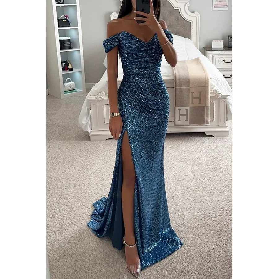 Damen Abendkleid mit schimmernden Pailletten EB