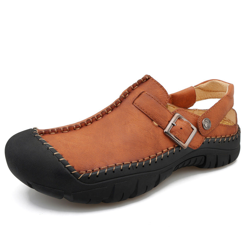 Herren Clogs aus hochwertigem Leder mit komfortablem Riemen und rutschfester Sohle EB