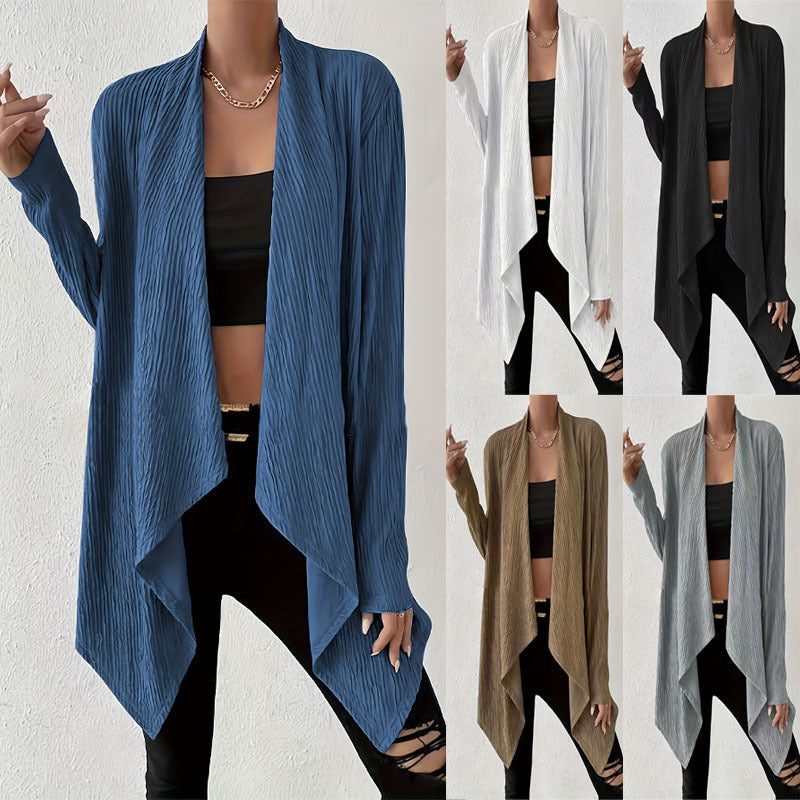 Damen Langärmlige Strickjacke mit strukturiertem Design und offenem Schnitt EB