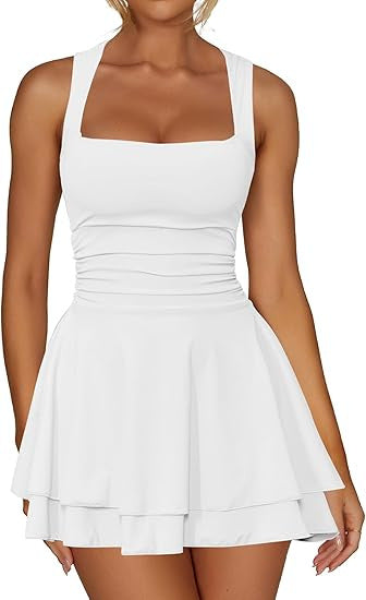 Damen sportliches Kleid mit Raffungen und weit schwingendem Rock EB