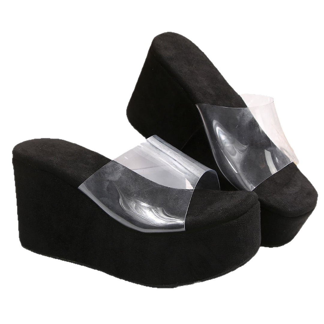 Damen Wedge-Pantoletten mit transparentem Riemendesign und komfortablem Fußbett EB