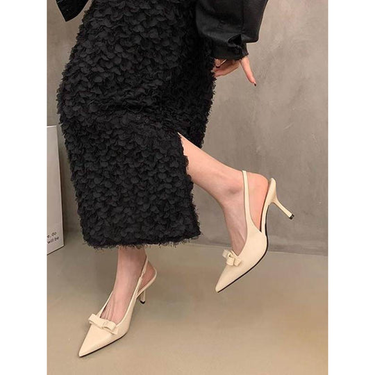 Damen elegante Slingback-Pumps mit zarter Schleifenverzierung EB