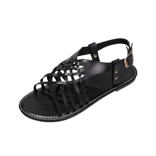 Damen geflochtene Riemchensandalen mit verstellbarem Riemen EB