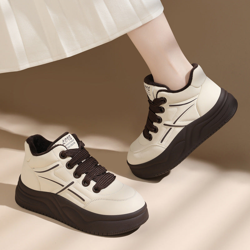 Damen trendige High-Top Sneakers mit extraleichter Sohle und kuscheligem Futter EB