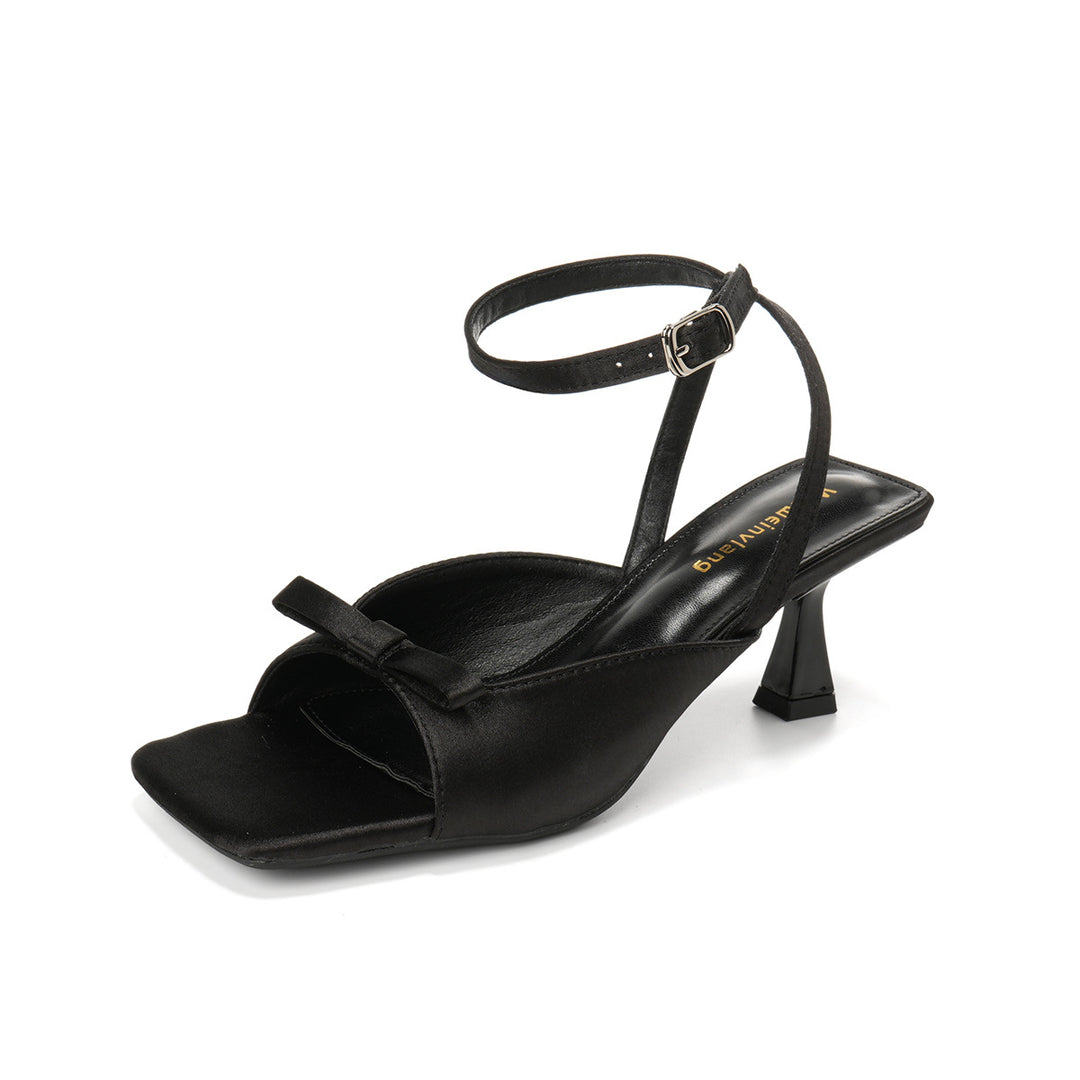 Damen elegante Sandalen mit modischem Schleifenakzent und modischem Stiletto EB