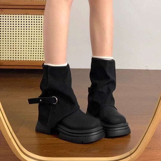 Damen Modische Stiefel mit hohem Schaft und flexibler Sohle EB