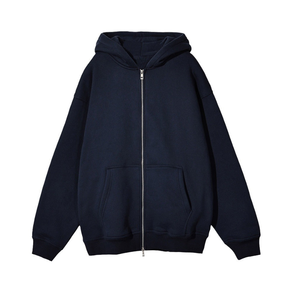 Unisex nan lässige Kapuzenjacke mit robustem Metall-Reißverschluss doppellagiger Kapuze und tiefen Känguru-Eingrifftaschen EB