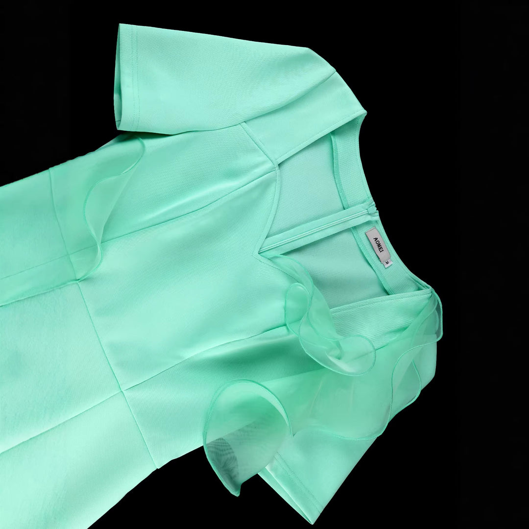 Damen figurbetontes Cocktailkleid mit elegantem Rüschendesign EB