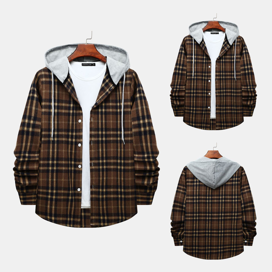 Herren Karo-Hemdjacke mit integrierter Kapuze und lässigem Design EB