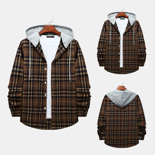 Herren Karo-Hemdjacke mit integrierter Kapuze und lässigem Design EB