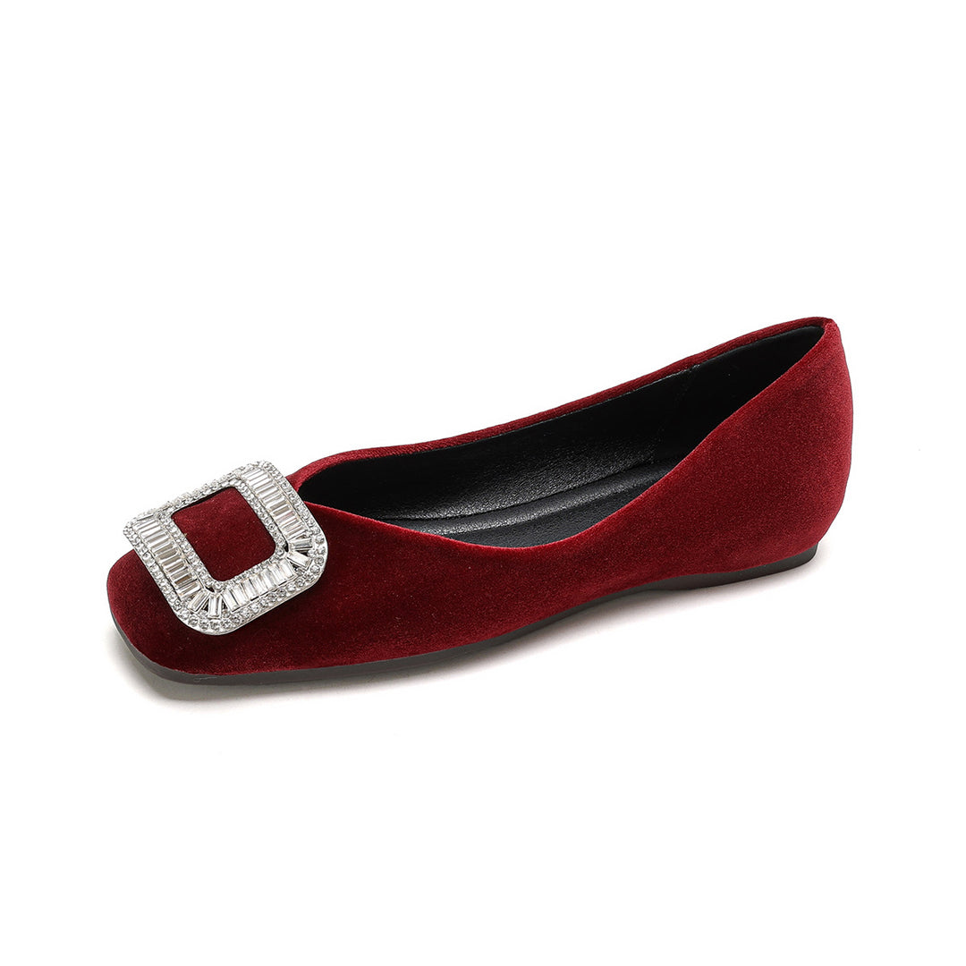Damen elegante Ballerinas mit luxuriöser Schnallenapplikation EB