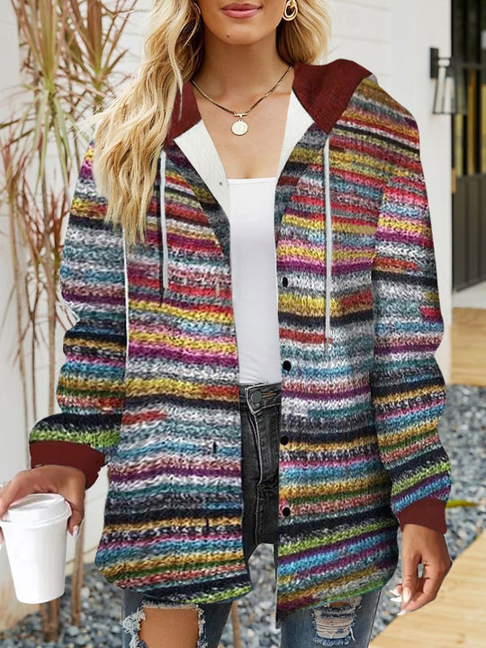 Damen lässige Overshirt-Jacke mit Kapuze und praktischem Kordelzug EB