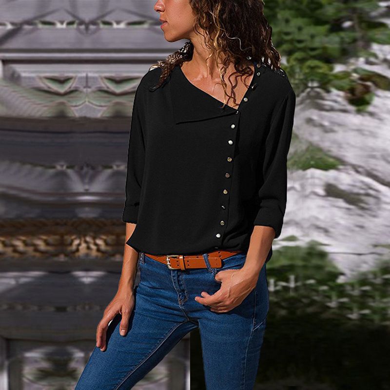 Damen Button-Up Relaxed Fit Bluse EB