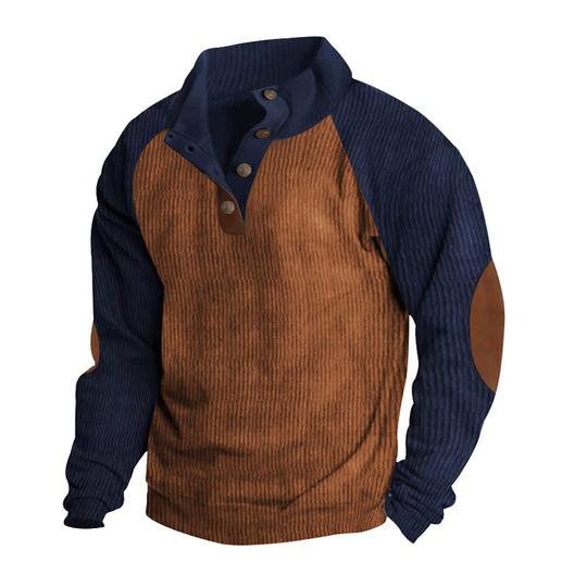 Herren strukturiertes Pullover-Shirt mit Knopfleiste details EB