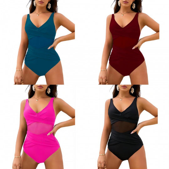 Damen Einteiliger Badeanzug mit raffiniertem Wickeldetail und figurformendem Schnitt EB