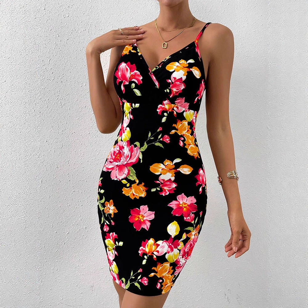 Damen Floral Wickelkleid EB