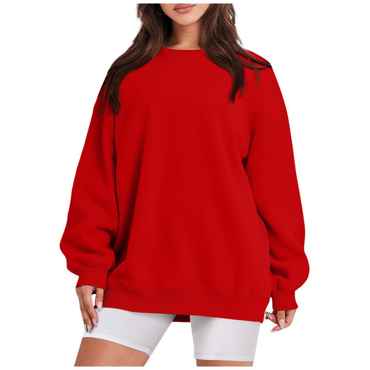 Damen nan Longline-College-Sweatshirt mit geripptem Saum, Raglanärmeln und angerauter Innenseite EB