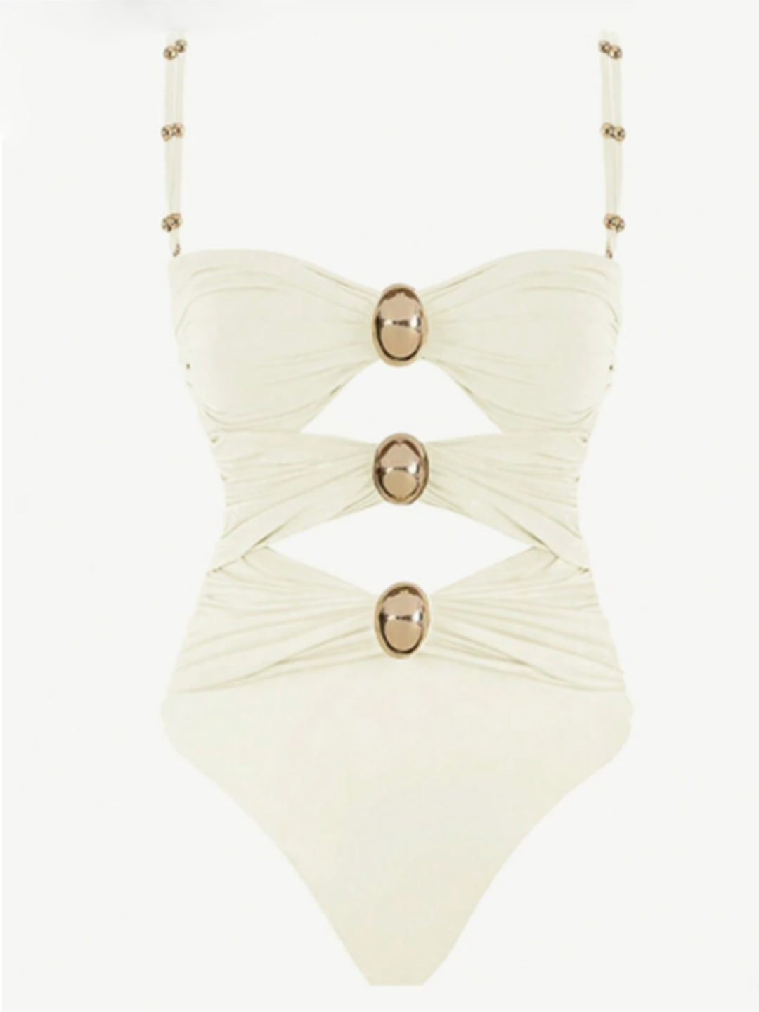 Damen Einteiler-Badeanzug mit raffinierten Cut-Outs und dekorativen Metallakzenten EB