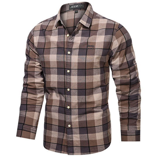 Herren nan tailliertes Karomuster-Flanellhemd mit Brusttasche und weichem Baumwollmix EB
