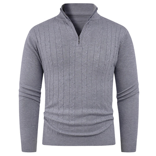 Herren Strukturierter Pullover mit ZIP-Kragen EB
