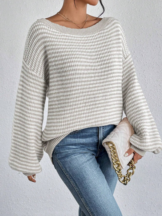 Damen lässiger Oversized-Pullover mit asymmetrischem Schnitt und modernem Gewebe EB