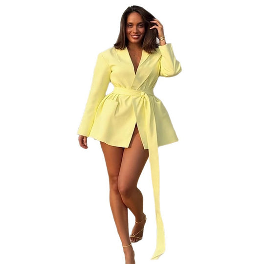 Damen Oversized Blazer mit taillierbarem Gürtel EB