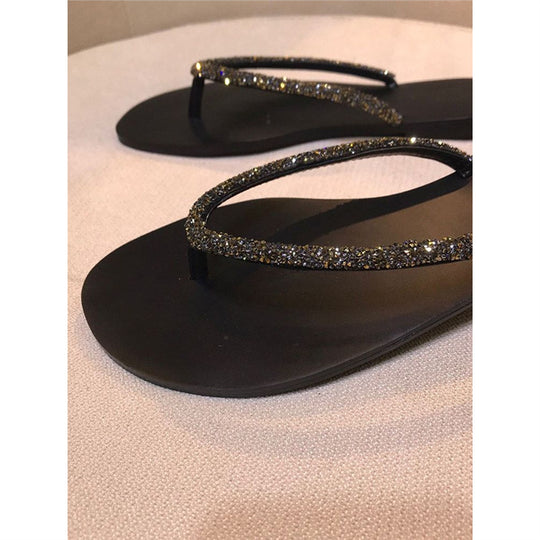 Damen Strandsandalen mit glitzerndem Riemendesign EB