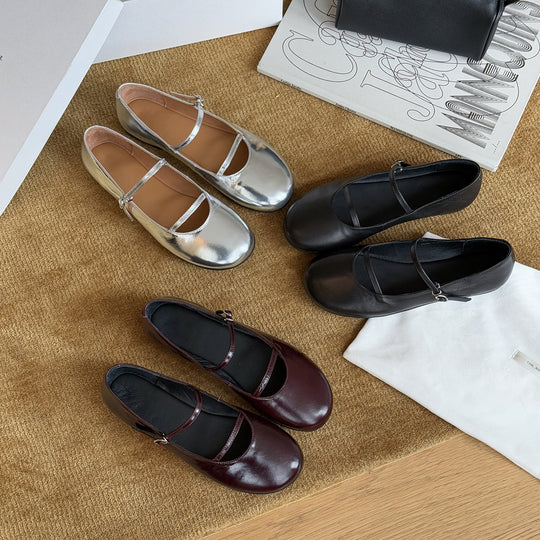 Damen Elegante Ballerinas mit modischem Riemchen und schimmerndem Obermaterial EB