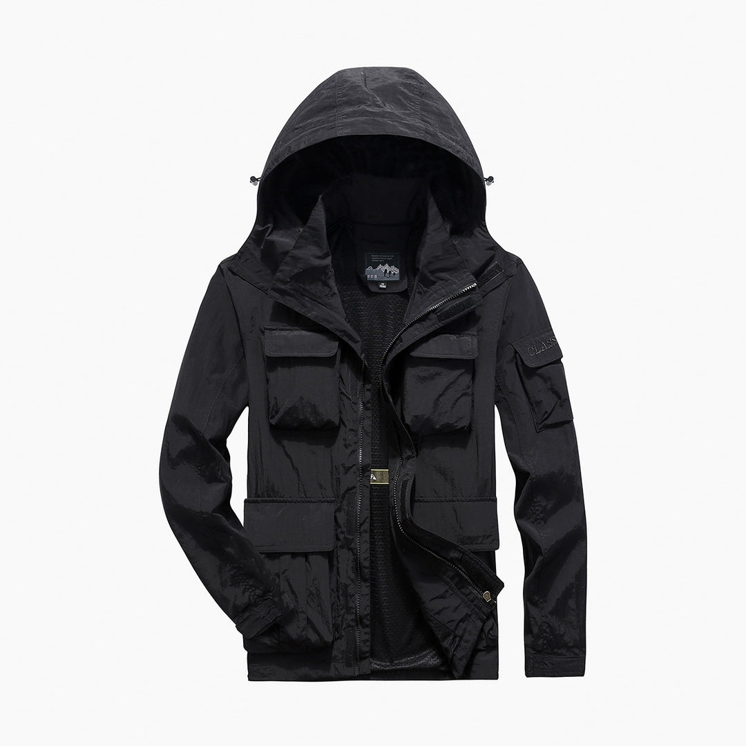 Herren nan multifunktionale Utility-Fieldjacke mit zahlreichen Klapp- und Reißverschlusstaschen sowie D-Ring EB