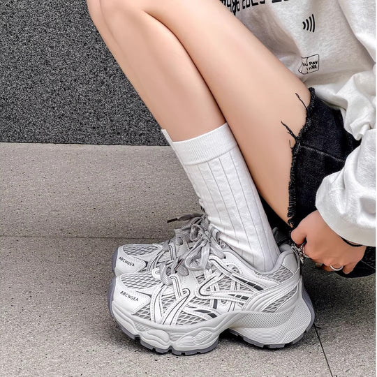 Damen Sportliche Casual Sneakers mit atmungsaktivem Obermaterial und dämpfender Sohle EB