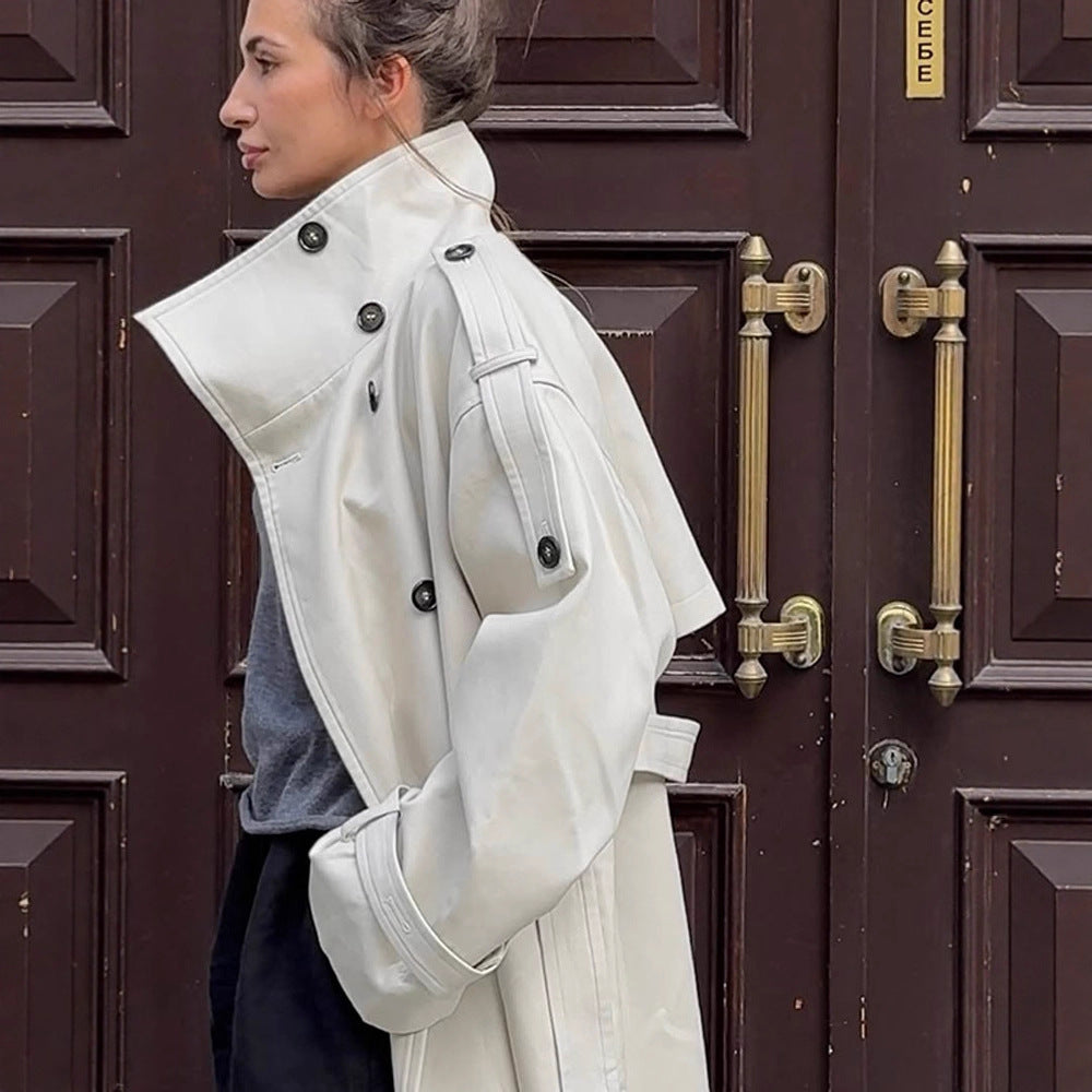 Damen Oversized Trenchcoat mit Taschen und stilvollen Knopfdetails EB