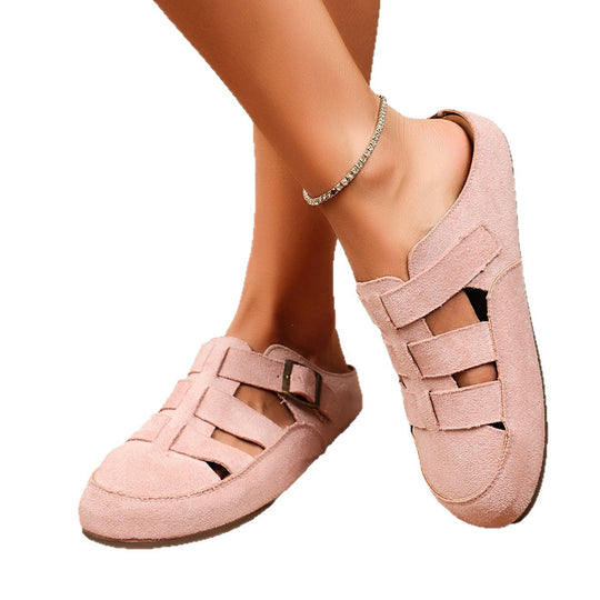 Damen offene Clogs mit verstellbarem Schnallenverschluss und atmungsaktivem Design EB
