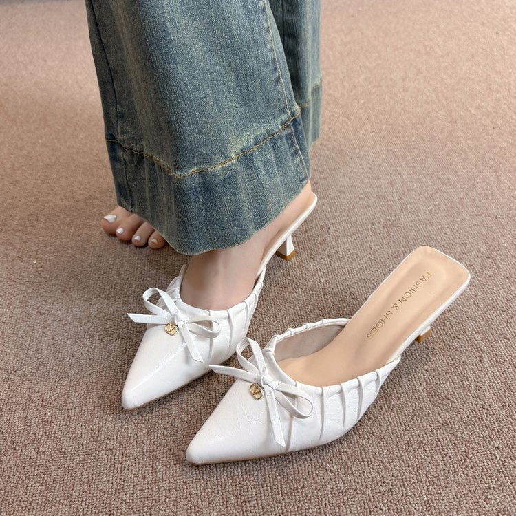 Damen elegante Slingback-Pumps mit dekorativem Rüschendesign EB