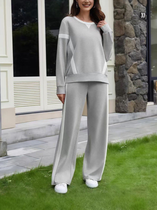Damen Lounge-Set aus weichem Jersey mit weitem Bein und Kontraststreifen EB