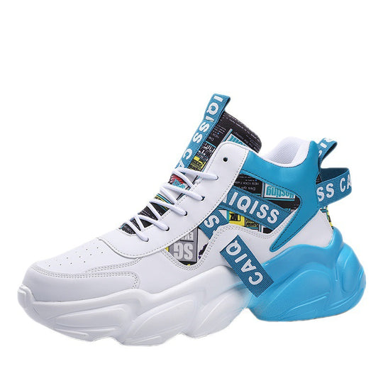Herren futuristische High-Top Plateausneaker mit gemustertem Textil-Mix, gepolstertem Knöchelkragen und skulpturierter EVA-Sohle EB