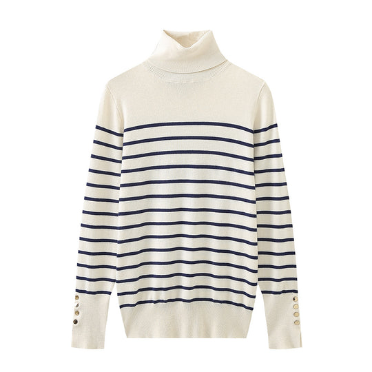Damen Rollkragenpullover mit eleganten Knopfdetails EB
