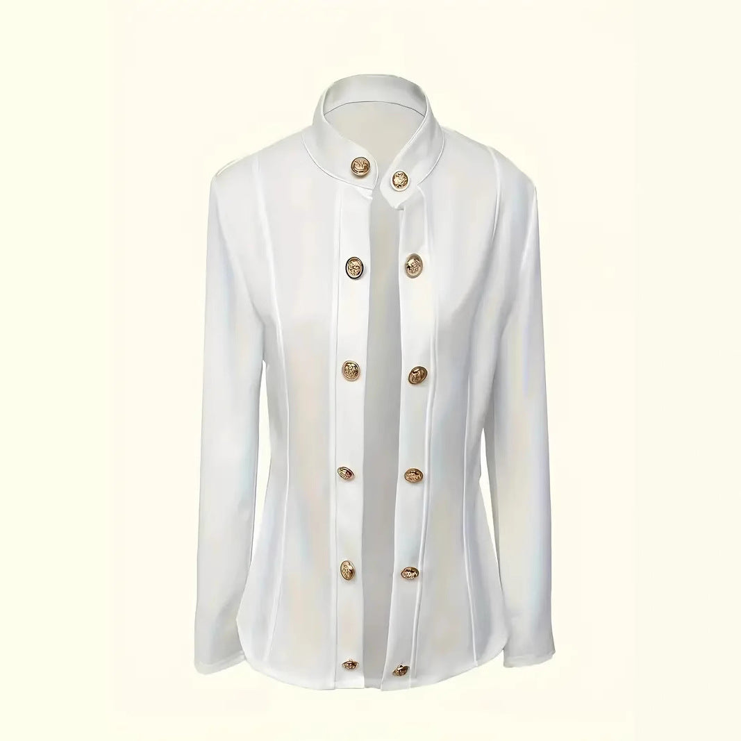 Damen elegante Couture-Jacke mit Schmuckknöpfen und tailliertem Schnitt EB