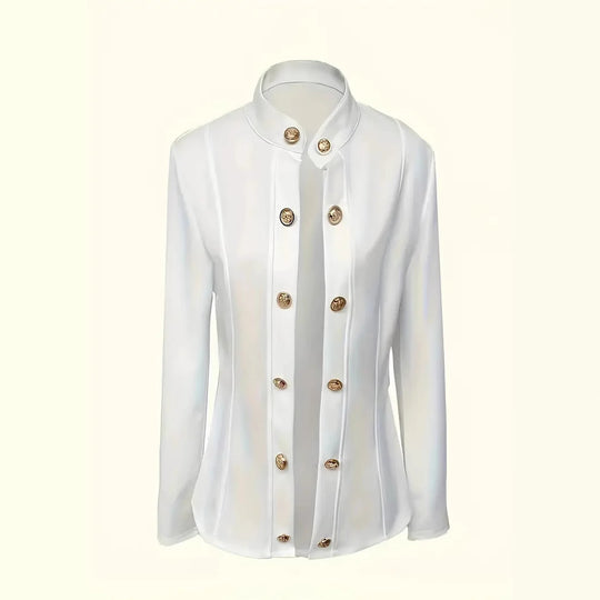 Damen elegante Couture-Jacke mit Schmuckknöpfen und tailliertem Schnitt EB