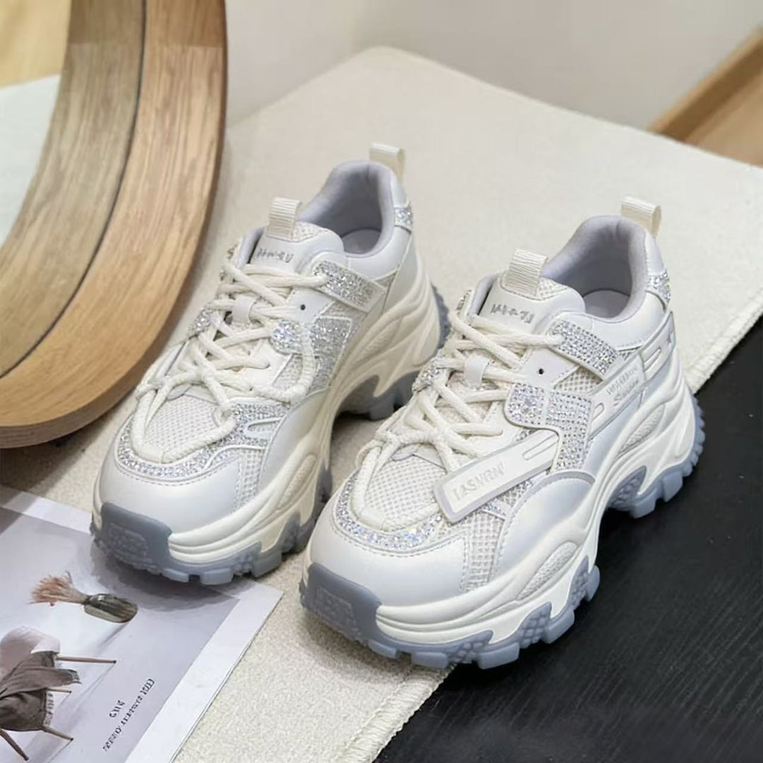 Damen Sportliche Chunky Sneakers mit Glitzer-Elementen und verstärktem Profil EB