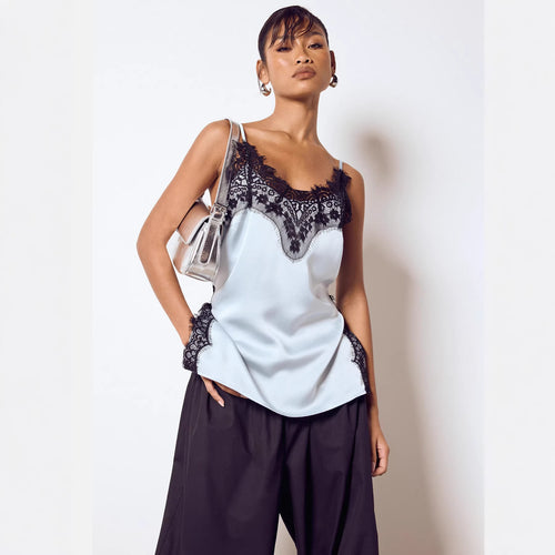 Damen Satin Cami mit Spitzenakzenten EB