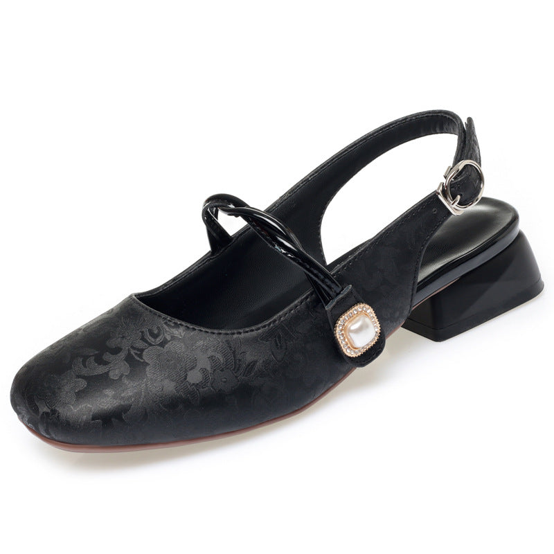 Damen Sling-Schuhe mit modischem Riemendesign und elegantem Blockabsatz EB