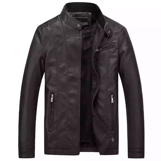 Herren trendige Kunstlederjacke mit feinen Steppdetails EB
