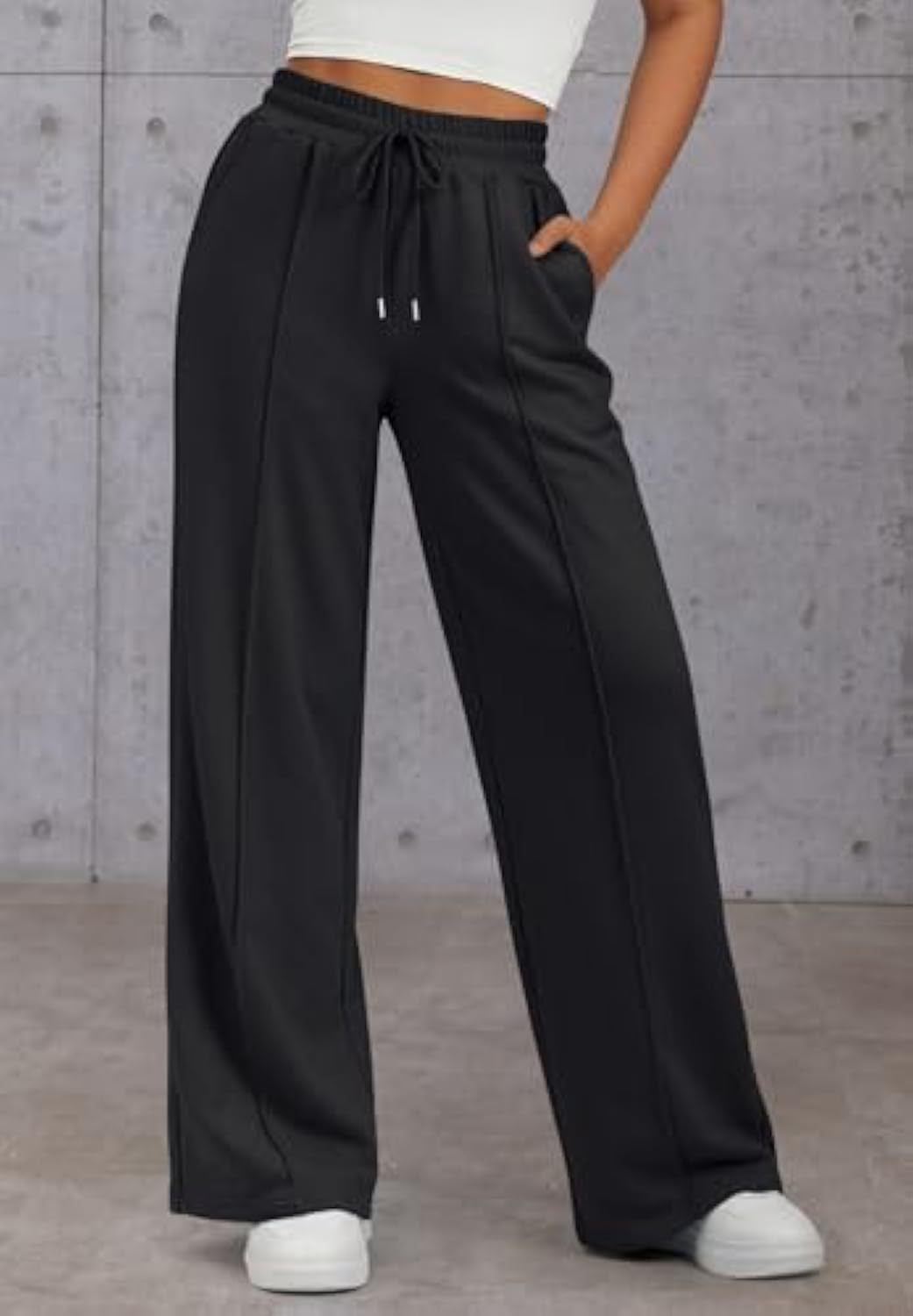 Damen Komfortable Weite Sweatpants mit elastischem Bund und praktischen Taschen EB
